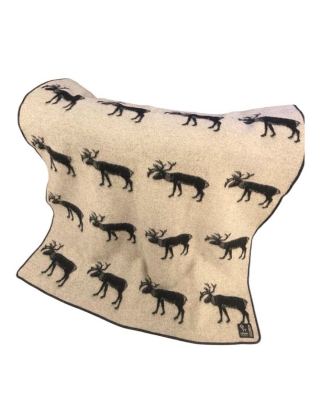 Lillunn 100% Pure Wool Gray Moose Print Reversible Double Sided Blanket